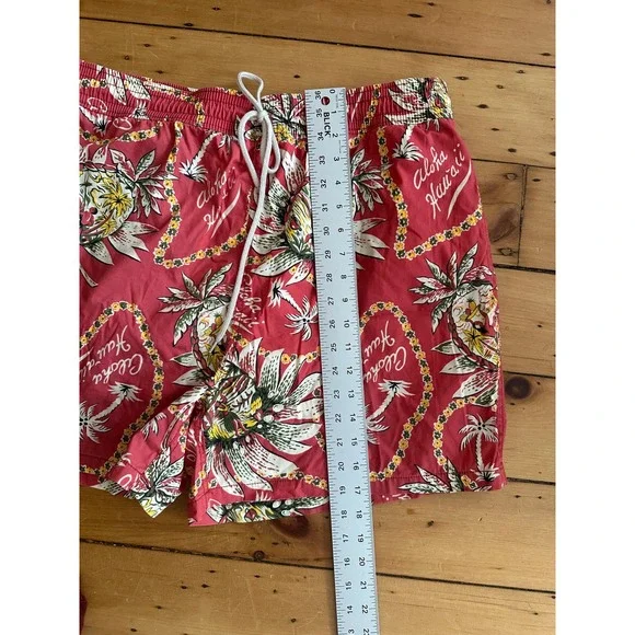 Polo Ralph Lauren Mens Red Hawaiian Aloha Swim Trunks - Size XXL - Picture 7 of 8